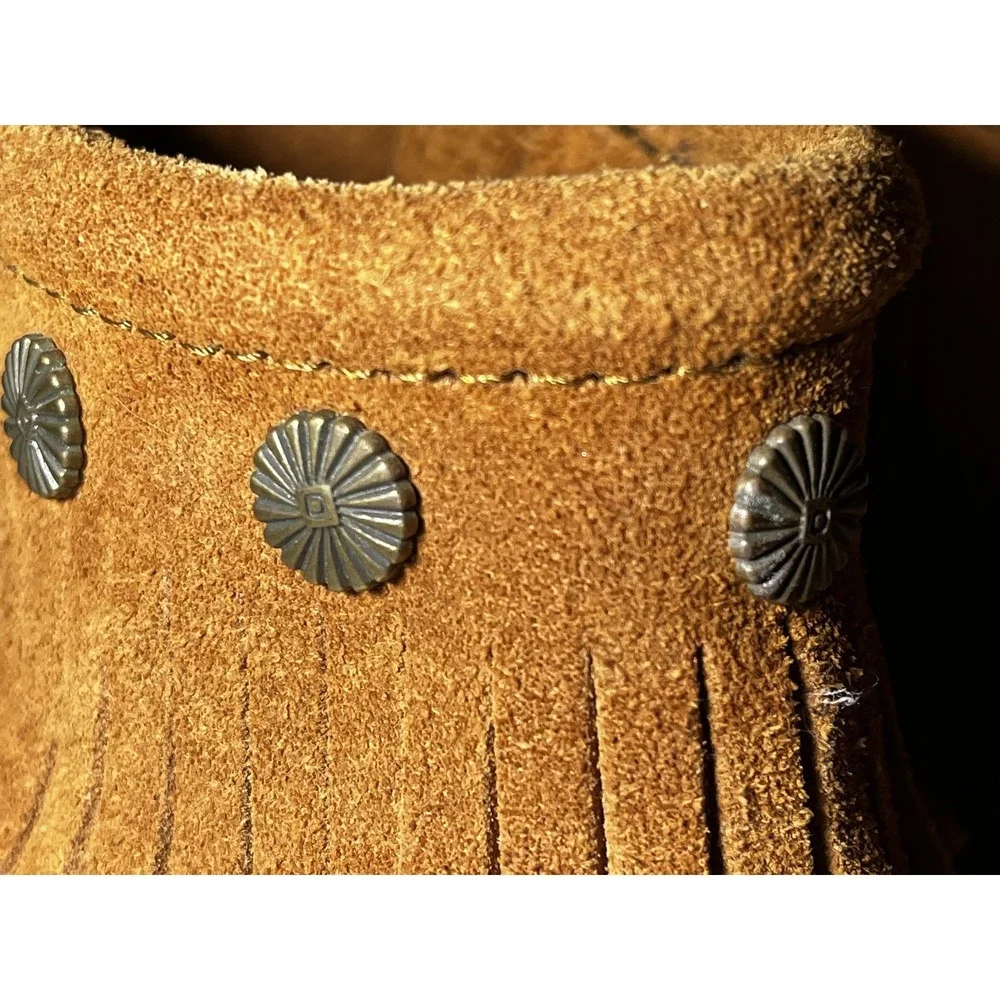 Minnetonka Boots Womens Size 9 Brown Suede Fringe Ankle Moccasin Booties 692